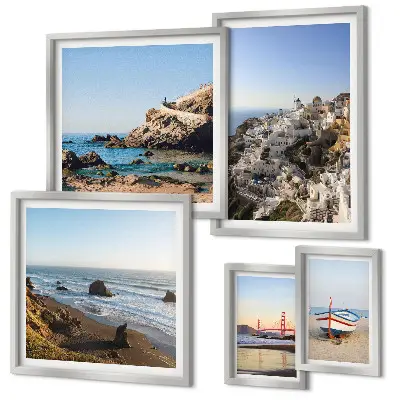 Ensemble de 5 tableaux représentant les plages et les vues charmantes de la ville