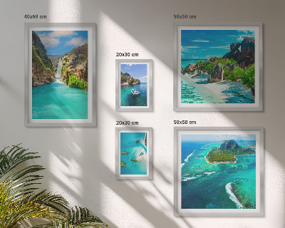 Ensemble de 5 tableaux Cascades et plages tropicales