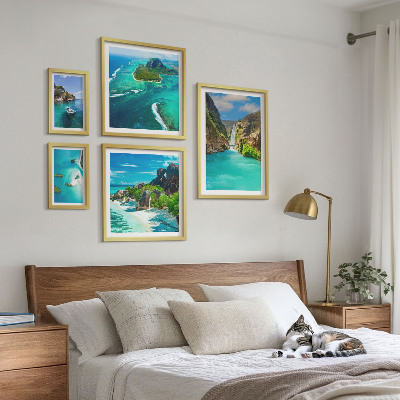 Ensemble de 5 tableaux Cascades et plages tropicales