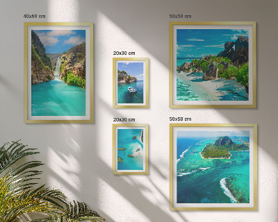 Ensemble de 5 tableaux Cascades et plages tropicales