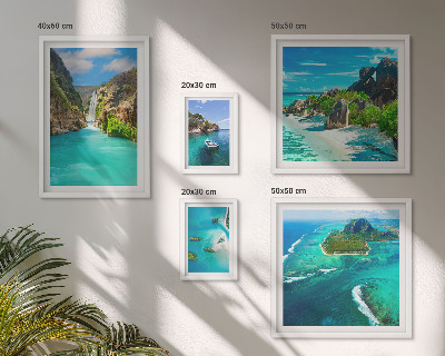 Ensemble de 5 tableaux Cascades et plages tropicales