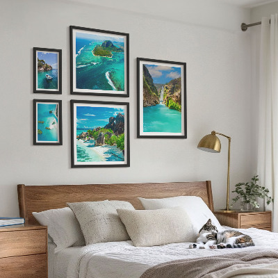 Ensemble de 5 tableaux Cascades et plages tropicales