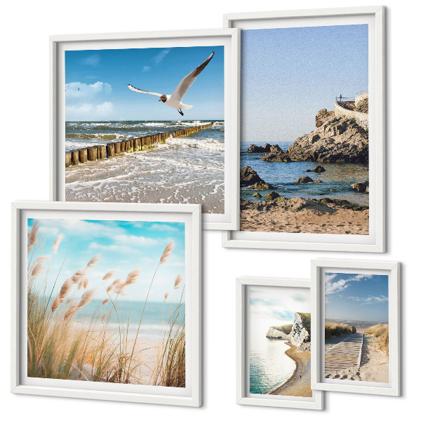 Lot de tableaux encadrés Paysages de plage en bord de mer