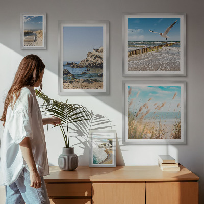 Lot de tableaux encadrés Paysages de plage en bord de mer