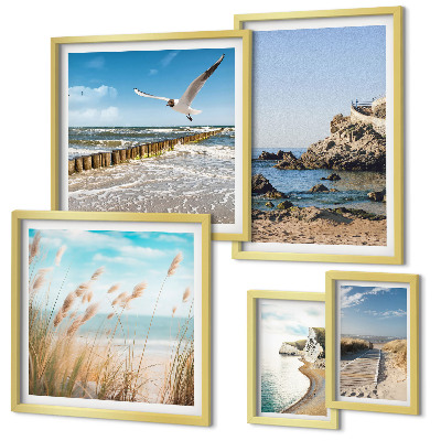 Lot de tableaux encadrés Paysages de plage en bord de mer