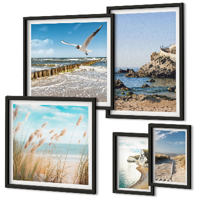 Lot de tableaux encadrés Paysages de plage en bord de mer