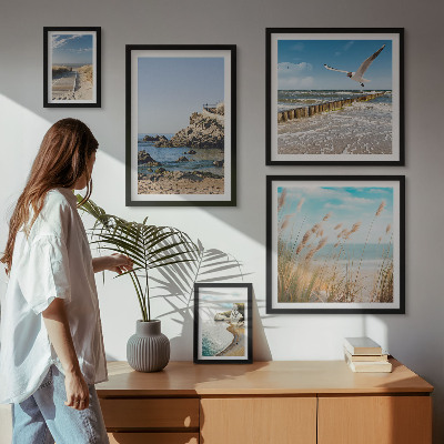 Lot de tableaux encadrés Paysages de plage en bord de mer