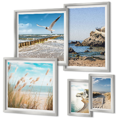 Lot de tableaux encadrés Paysages de plage en bord de mer