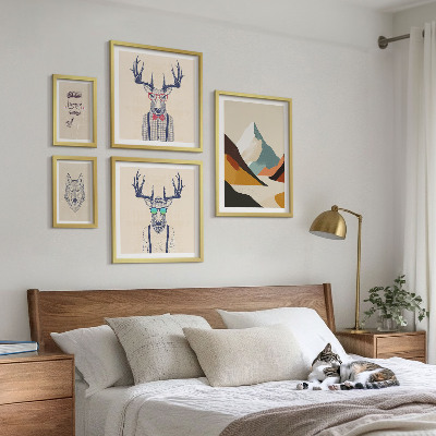Ensemble de 5 tableaux Portraits d'animaux stylés