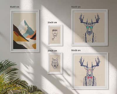 Ensemble de 5 tableaux Portraits d'animaux stylés