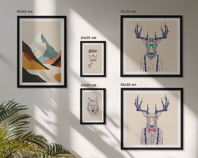 Ensemble de 5 tableaux Portraits d'animaux stylés