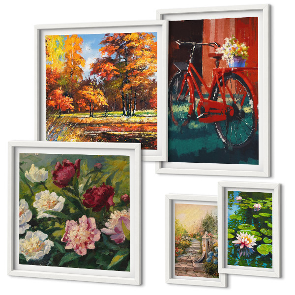 Tableau de décoration murale Vélo fleuri pittoresque