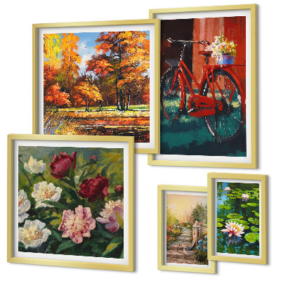 Tableau de décoration murale Vélo fleuri pittoresque