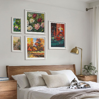 Tableau de décoration murale Vélo fleuri pittoresque
