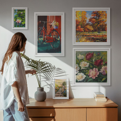 Tableau de décoration murale Vélo fleuri pittoresque
