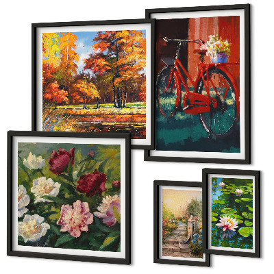 Tableau de décoration murale Vélo fleuri pittoresque