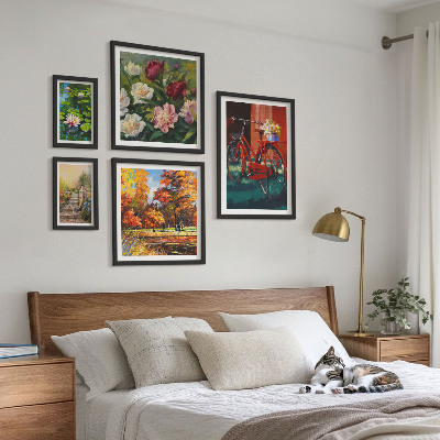 Tableau de décoration murale Vélo fleuri pittoresque