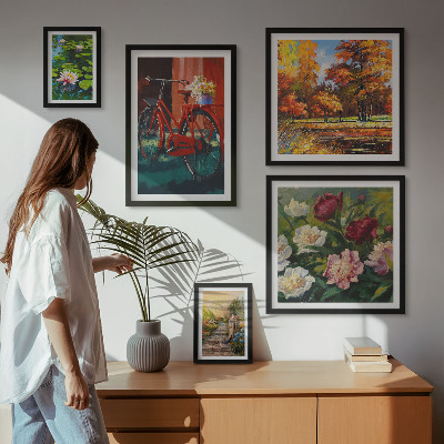 Tableau de décoration murale Vélo fleuri pittoresque