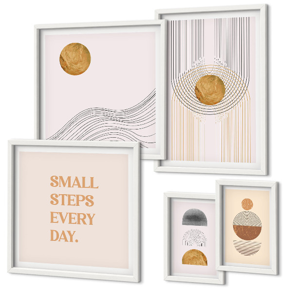 Ensemble de 5 tableaux Textes géométriques abstraits