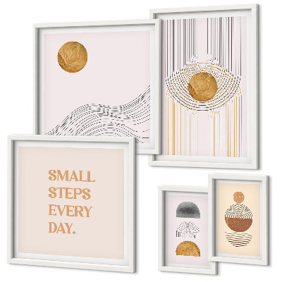 Ensemble de 5 tableaux Textes géométriques abstraits