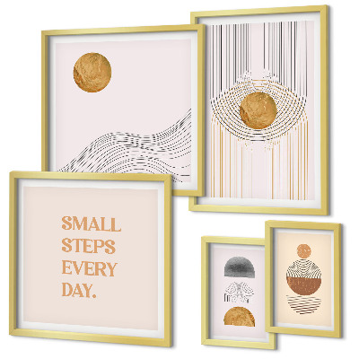 Ensemble de 5 tableaux Textes géométriques abstraits