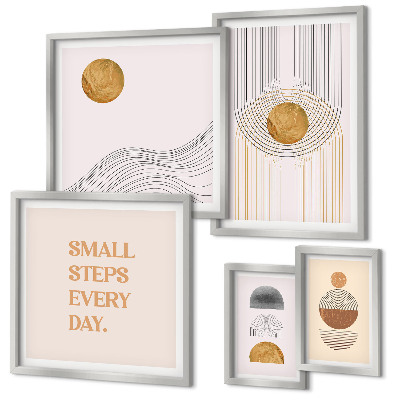 Ensemble de 5 tableaux Textes géométriques abstraits