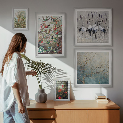 Tableau de décoration murale Oiseaux tropicaux vintage