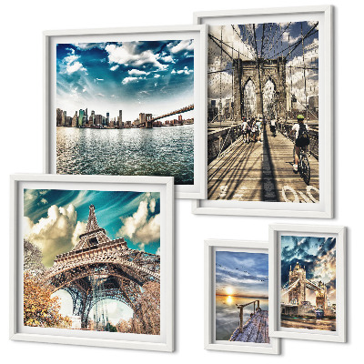 Lot de tableaux encadrés Ponts et structures de la ville