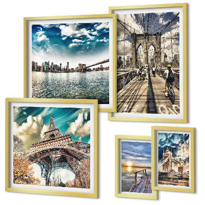 Lot de tableaux encadrés Ponts et structures de la ville
