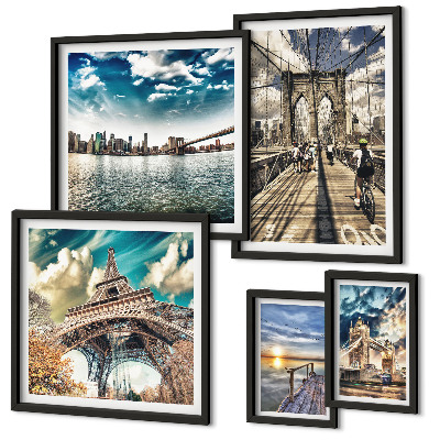 Lot de tableaux encadrés Ponts et structures de la ville