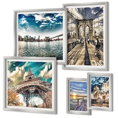 Lot de tableaux encadrés Ponts et structures de la ville