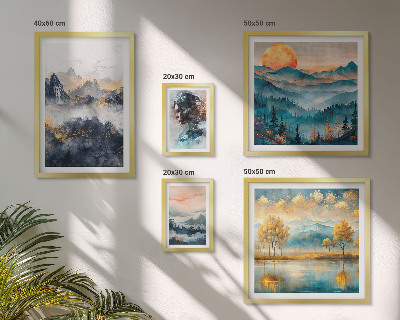 Ensemble de 5 tableaux Paysages de montagne et portraits