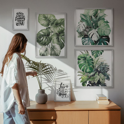 Lot de tableaux encadrés Citations bohèmes à motifs végétaux