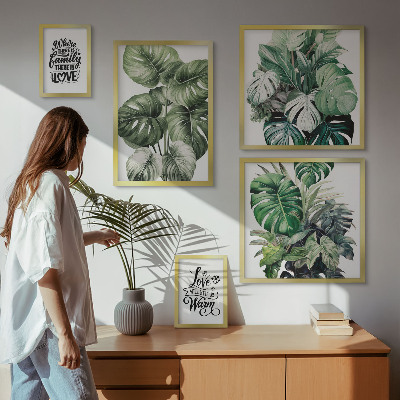 Lot de tableaux encadrés Citations bohèmes à motifs végétaux