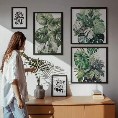 Lot de tableaux encadrés Citations bohèmes à motifs végétaux