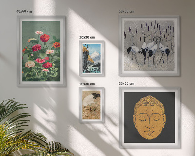 Ensemble de 5 tableaux Fleurs des paysages asiatiques