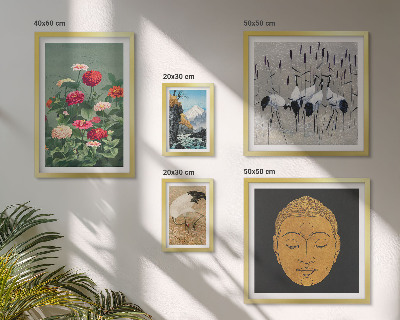 Ensemble de 5 tableaux Fleurs des paysages asiatiques