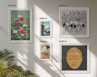 Ensemble de 5 tableaux Fleurs des paysages asiatiques