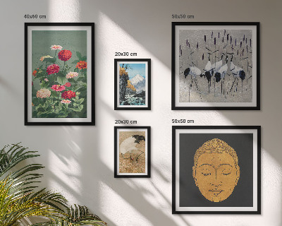 Ensemble de 5 tableaux Fleurs des paysages asiatiques