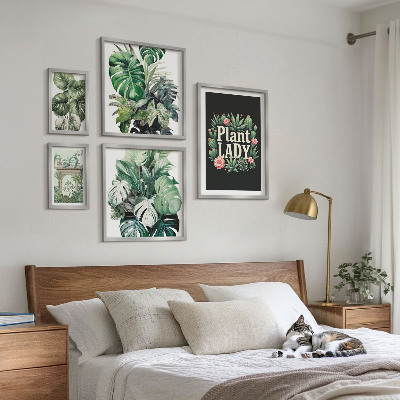 Lot de tableaux encadrés Des touches bohèmes de vert