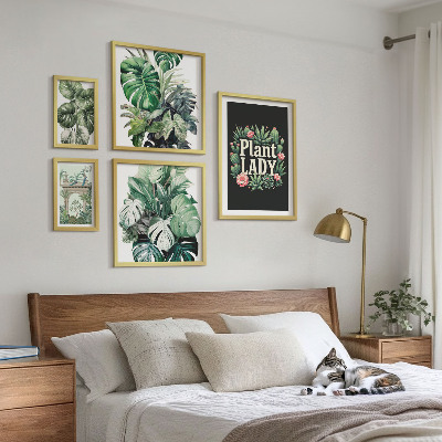 Lot de tableaux encadrés Des touches bohèmes de vert