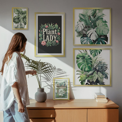 Lot de tableaux encadrés Des touches bohèmes de vert