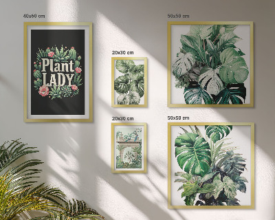 Lot de tableaux encadrés Des touches bohèmes de vert