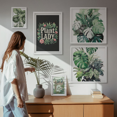 Lot de tableaux encadrés Des touches bohèmes de vert