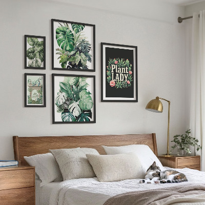 Lot de tableaux encadrés Des touches bohèmes de vert