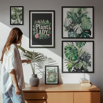 Lot de tableaux encadrés Des touches bohèmes de vert
