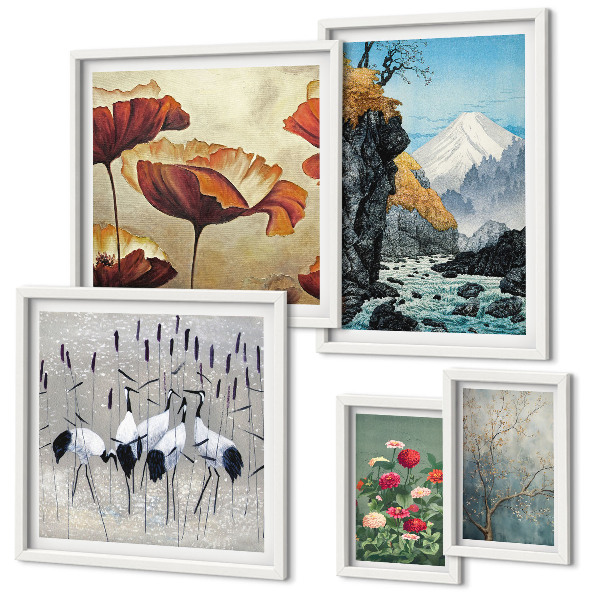 Tableau de décoration murale Paysages de fleurs et de montagnes
