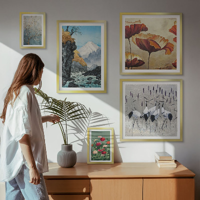 Tableau de décoration murale Paysages de fleurs et de montagnes