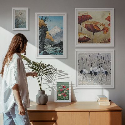 Tableau de décoration murale Paysages de fleurs et de montagnes