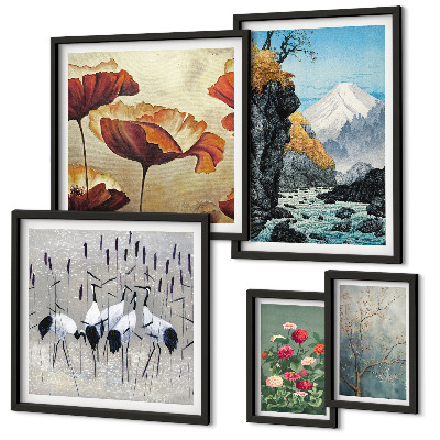 Tableau de décoration murale Paysages de fleurs et de montagnes